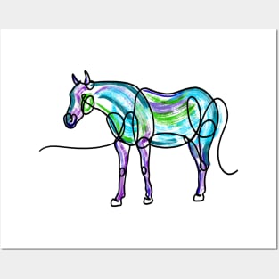 Single Line Horse Posters and Art